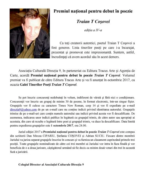 Premiul național pentru debut în poezie Traian T Coșovei
