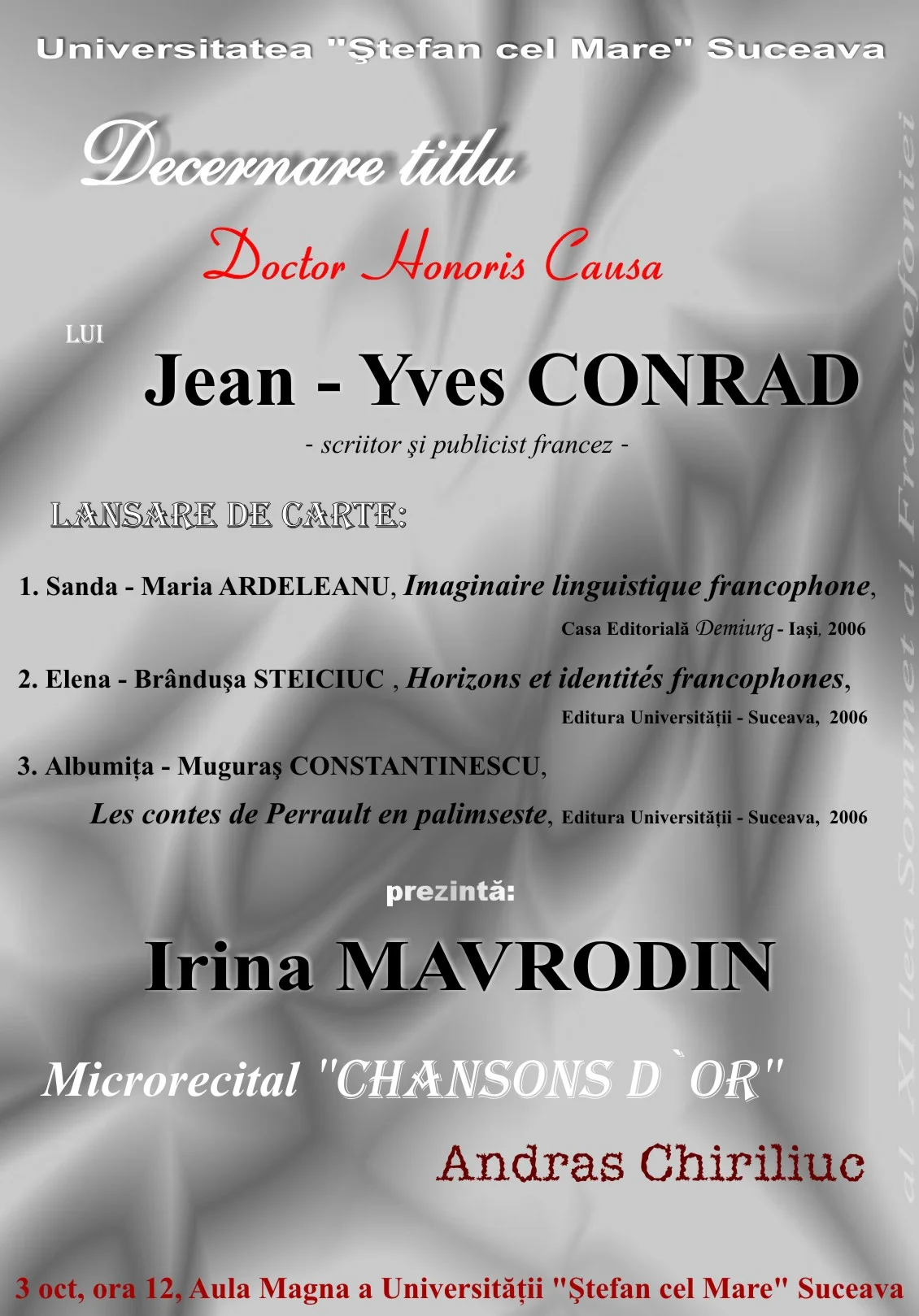 Jean-Yves Conrad  \"Docteur Honoris Causa\" de l\'université de Suceava