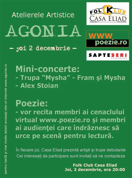 Azi, concert cu Mysha și Alex în Casa Eliad